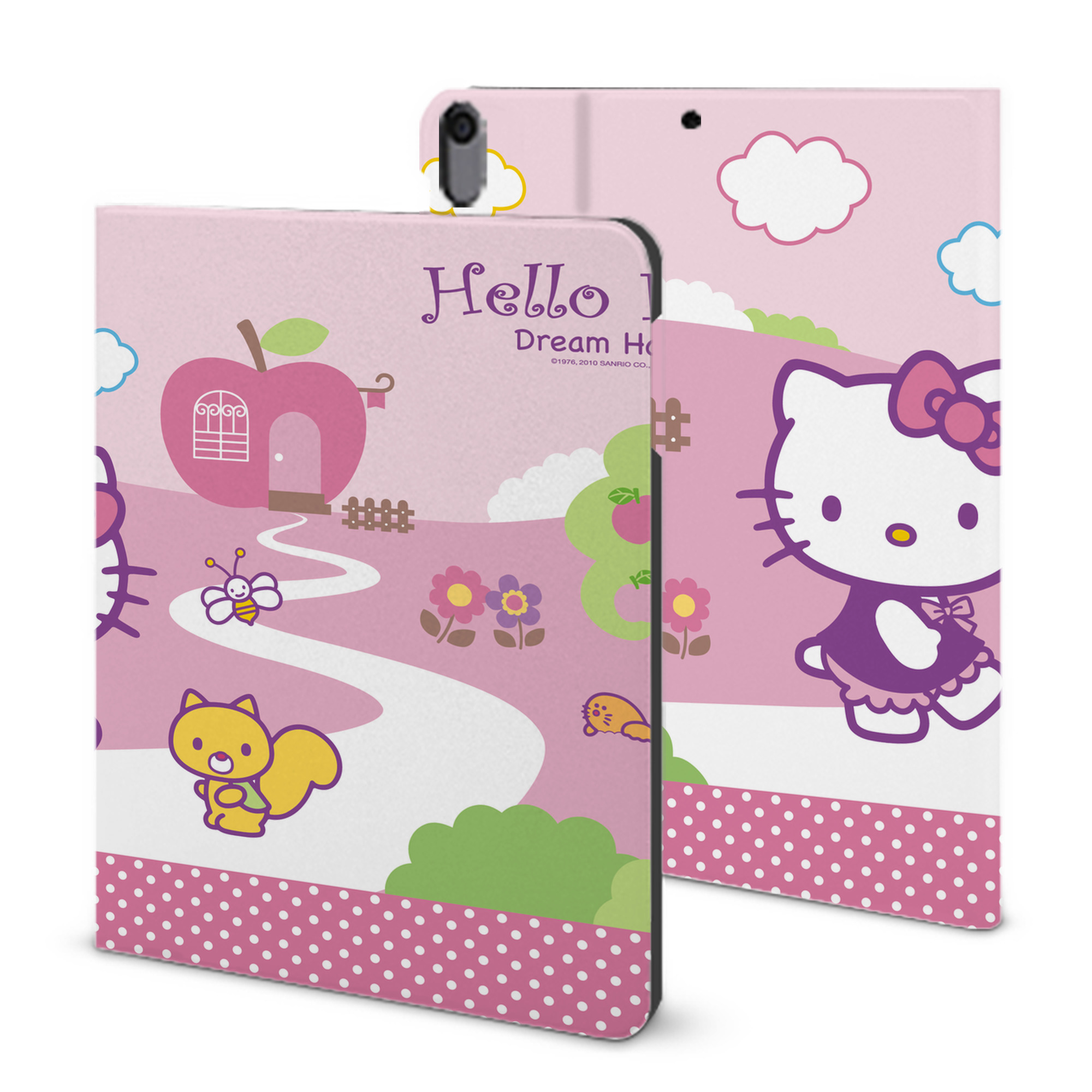 （画像用） Hello Kitty ハローキティ IPad ケース ブック型 PUレザー TPU 耐衝撃 軽量 薄型 ペン収納なし 全面保護 IPad 各モデル対応